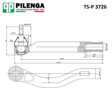 Pilenga TS-P 3726 Наконечник рулевой тяги | перед, прав | - 2