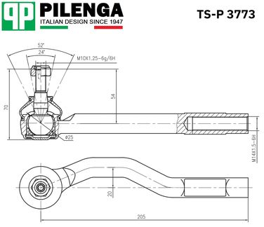 Pilenga TS-P 3773 Наконечник рулевой тяги | перед,лев | - 2
