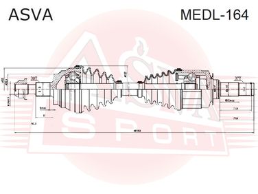 Asva MEDL-164 Приводной вал левый | перед лев | - 1