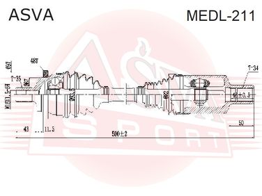Asva MEDL-211 Приводной вал левый | перед лев | - 2