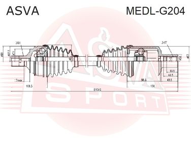 Asva MEDL-G204 Приводной вал левый | перед лев | - 1