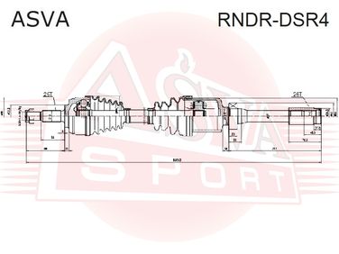 Asva RNDR-DSR4 Приводной вал правый | перед прав | - 2