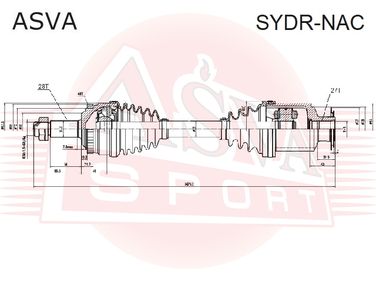 Asva SYDR-NAC Приводной вал правый | перед прав | - 1