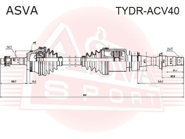 Asva TYDR-ACV40 Приводной вал | перед прав | - 1
