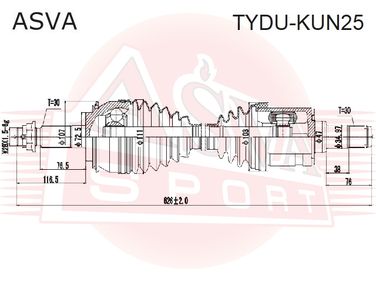 Asva TYDU-KUN25 Снят с производства Приводной вал передний | перед прав | - 2