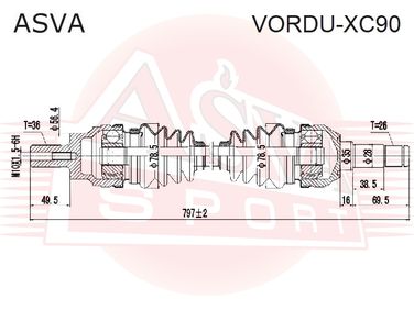 Asva VORDU-XC90 Приводной вал задний | зад | - 2