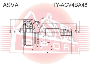 Asva TY-ACV4BA48 Шрус внешний | перед прав/лев | - 2