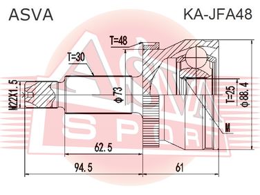 Asva KA-JFA48 Шрус наружный 25x55x30 | перед прав/лев | - 2