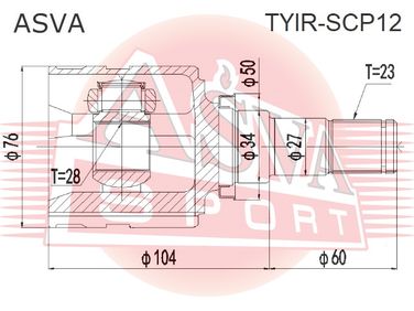 Asva TYIR-SCP12 Шрус внутренний правый 28x33.8x23 | перед прав | - 2