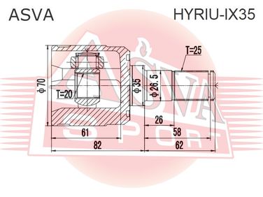 Asva HYRIU-IX35 Шрус внутренний | зад прав/лев | - 2