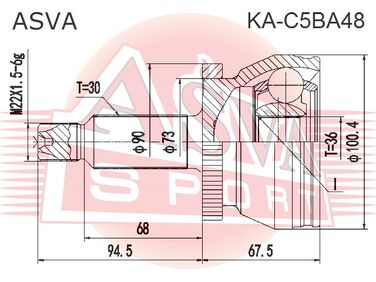 Asva KA-C5BA48 Шрус наружный 36x55x30 | перед прав | - 2