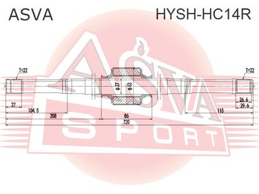 Asva HYSH-HC14R Полуось правая | перед прав | - 1