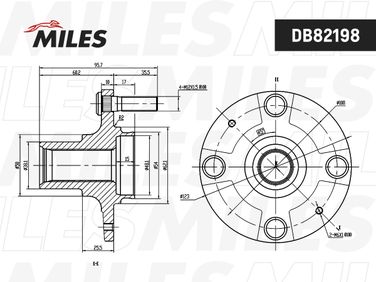 Miles DB82198 Ступица колеса передняя, hyundai solaris 10-/rio IV 11-. - 2