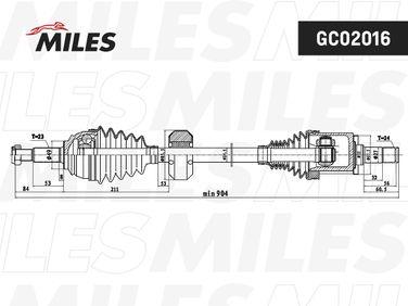 Miles GC02016 Привод в сборе lada x-ray 15- прав.(КПП vaz) - 3