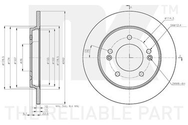NK 313462 Диск тормозной задний с антикорозийным покрытием (262x10mm) / hyundai | зад | - 1