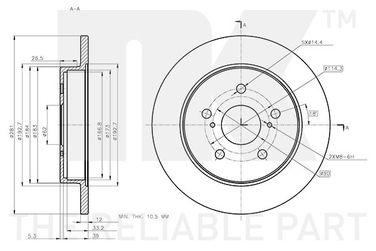 NK 3145181 Диск тормозной задний с антикорозийным покрытием (281x12mm) / lexus ES | зад | - 1