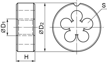 Thorvik MDG305 Плашка d-drive круглая ручная с направляющей в наборе М3х0.5, hss, Ф25х9 мм - 4
