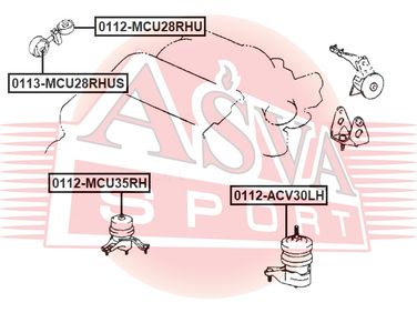 Asva 0113-MCU28RHUS Сайлентблок подушки двигателя | прав | - 3