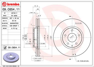 Brembo 09.C654.11 Диск тормозной UV Coated | перед | - 2