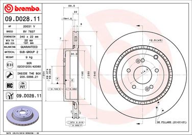 Brembo 09.D028.11 Диск тормозной UV Coated | зад | - 2