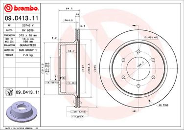 Brembo 09.D413.11 Диск тормозной UV Coated | зад | - 2