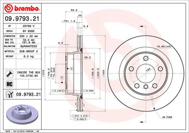 Brembo 09.9793.21 Диск тормозной UV Coated | зад | - 2