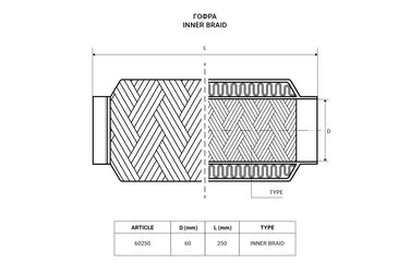 TIXONA 60250 Гофра 60/250 (aisi 304 with inner braid) - 2