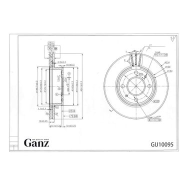 GANZ GIJ10095 Диск тормозной передний - 3
