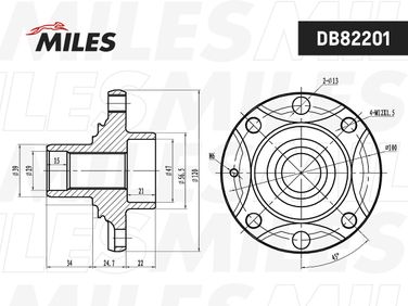 Miles DB82201 Ступица колеса Chevrolet Lanos 05- Daewoo Nexia 08- Nubira 97- Espero 91- пер. - 2