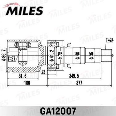 Miles GA12007 Шрус toyota camry acv40/gsv40 2006- внутр. правый - 1