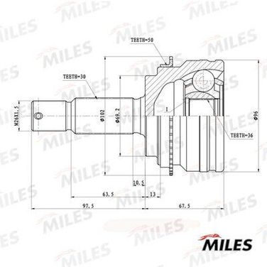 Miles GA20757 Шрус pajero iv/montero v87w/v97w 2006-нар. ABS - 1