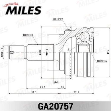 Miles GA20757 Шрус pajero iv/montero v87w/v97w 2006-нар. ABS - 2