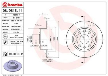 Brembo 08.D616.11 Диск тормозной UV Coated | зад | - 1