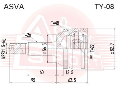 Asva TY08 Шрус наружный | зад | - 2