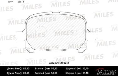 Miles E400243 Колодки тормозные toyota camry/previa 2.2-3.0 96-/lexus rx300 00-03 передние - 1