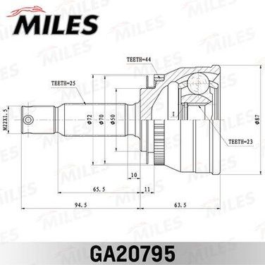 Miles GA20795 Шрус hyundai matrix 01- 1,5 CRDi (abs ) нар. - 1