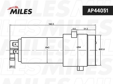 Miles AP44051 Насос топливный VW golf 3/passat -96/t4 -03 3 bar 100 l/h - 2