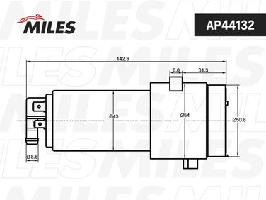 Miles AP44132 Насос топливный VW golf 3/passat/polo 1 bar 140 l/h - 2