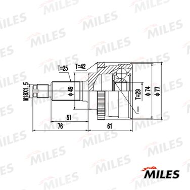 Miles GA20432 Шрус suzuki baleno/liana 1.3-1.6 98- нар.(ABS) - 3