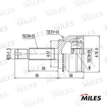 Miles GA20649 Шрус mitsubishi lancer ix/outlander 1.6-2.4 03- нар. +abs - 1
