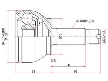 SAT ME206 Шрус наружный mercedes viano 03-/vito 03- - 1