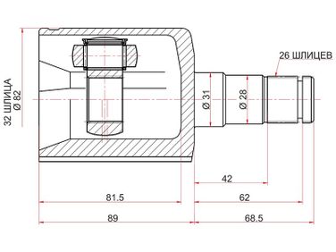 SAT VW769 Шрус внутренний skoda fabia MK2 07-/octavia 04-12/volkswagen colf v 03-09/jetta v/vi 05-11 | перед лев | - 1