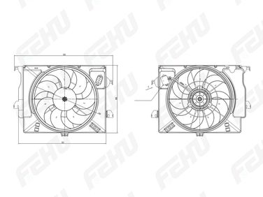 FEHU FFC1100h Электровентилятор охлаждения с Кожухом для Hyundai Solaris/Kia Rio (10-) a/c+ - 2