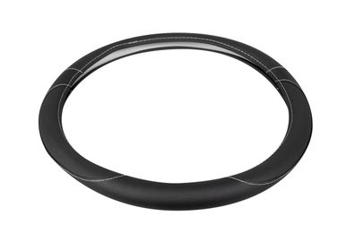 KRAFT KT 800313 Оплетка рулевого колеса эко-кожа гладкая с перфорированными вставками, черная/белая строчка, диаметр 37-39 см, размер м - 3