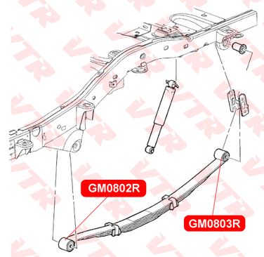 VTR GM0803R Сайлентблок рессоры задней подвески, задний - 2