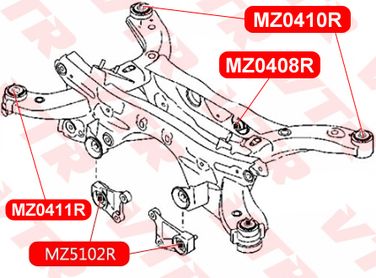 VTR MZ0410R Сайлентблок балки задней подвески, задний - 2