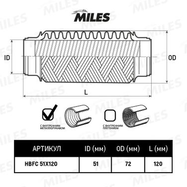 Miles HBFC51X120 Труба гофрированная с внутренним металлорукавом 51x120 - 2