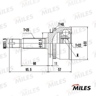 Miles GA20705 Шрус hyundai getz 1.1-1.6 02-11 нар. +abs - 1