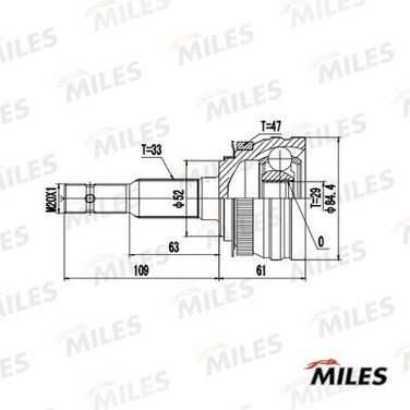 Miles GA20544 Шрус наружний ком/кт daewoo espero 1.8-2.0l 95-99 ABS - 1
