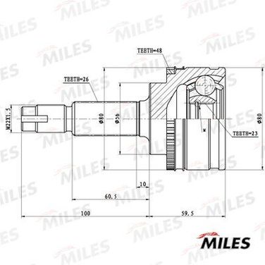 Miles GA20455 Шрус toyota avensis 2.0td 97-03 нар. с ABS - 1